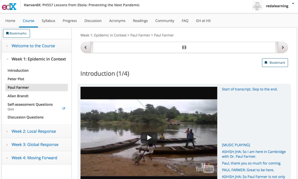 In EdX, content transmission is center stage