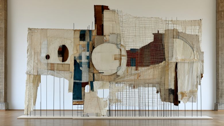 Textile assemblage artwork representing the open-source Manifesto version 2.0