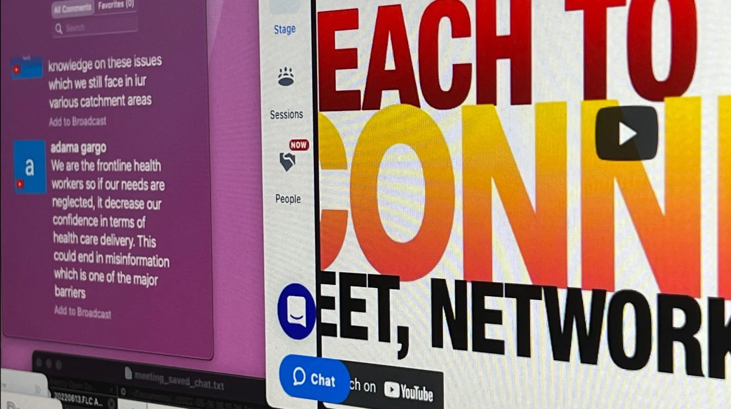 Screenshot from the Teach to Reach live event studio session, June 2022