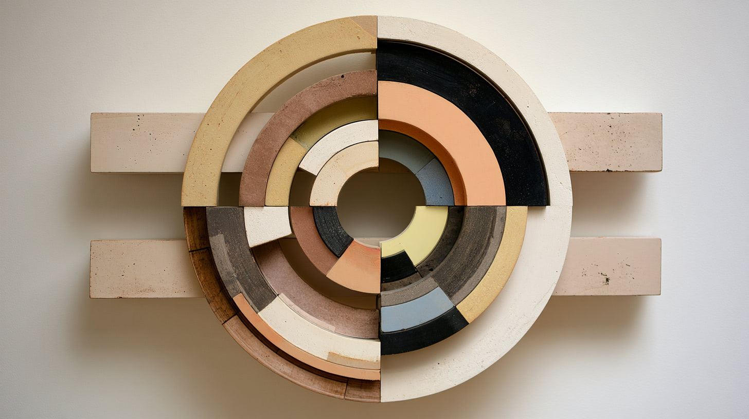 Geometric concentric circles wall sculpture representing the journey from local climate action to global funding