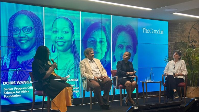 Reda Sadki speaking on a panel at The Conduit in London at the Nexa climate and health funding announcement, June 2026